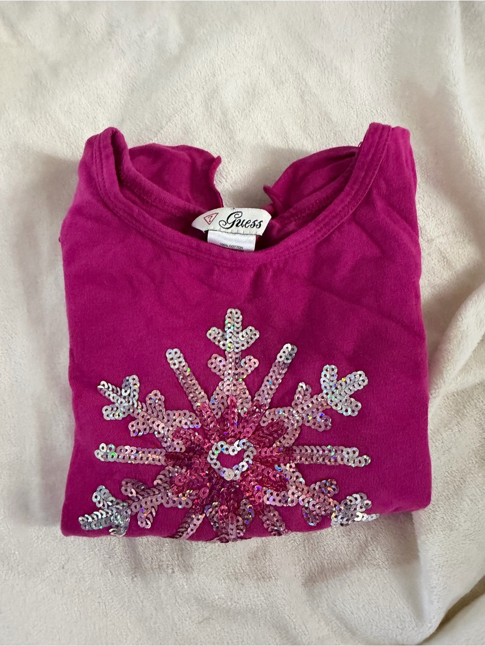 $48 Guess Girls' Magenta Sequin Snowflake Top 4